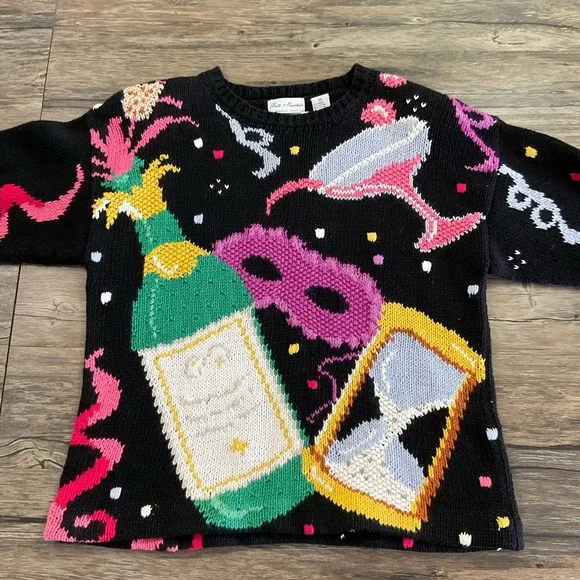 Vintage Hand Knit NYE Sweater - Picture 2 of 7